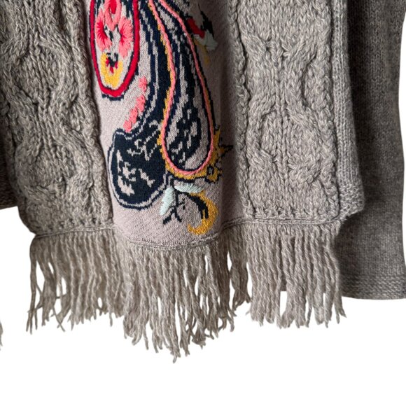 Sleeping On Snow Sm Folklore Embroidered Cardigan Sweater Grey Open Front Boho - Picture 10 of 16